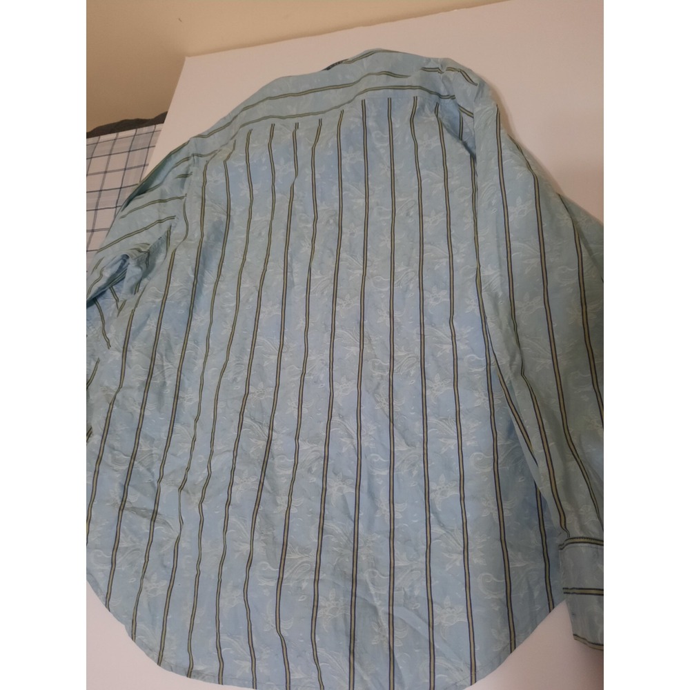 Robert Graham Classic Fit L Large Long Sleeve Button Shirt Blue Paisley Stripes - Picture 6 of 8